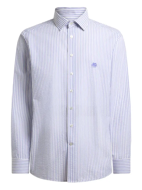 Striped Cotton Seersucker Shirt - Etro