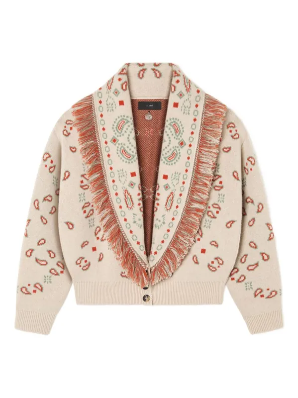 Bandana Jacquard Cashmere And Wool Cardigan - Alanui