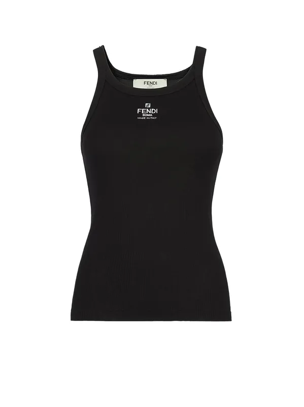 Ribbed Cotton Tank Top - Fendi