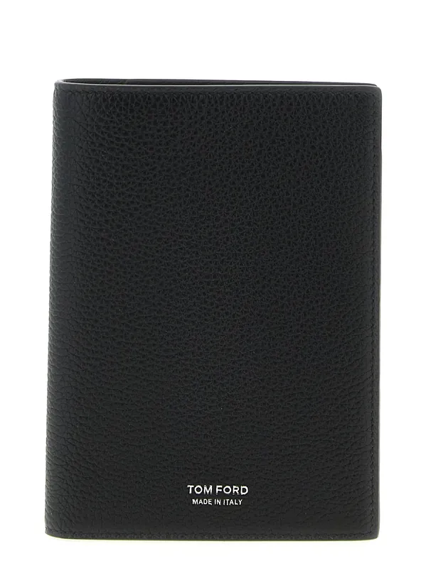 Hammered Leather Passport Holder Wallets And Card Holders Black - Tom Ford