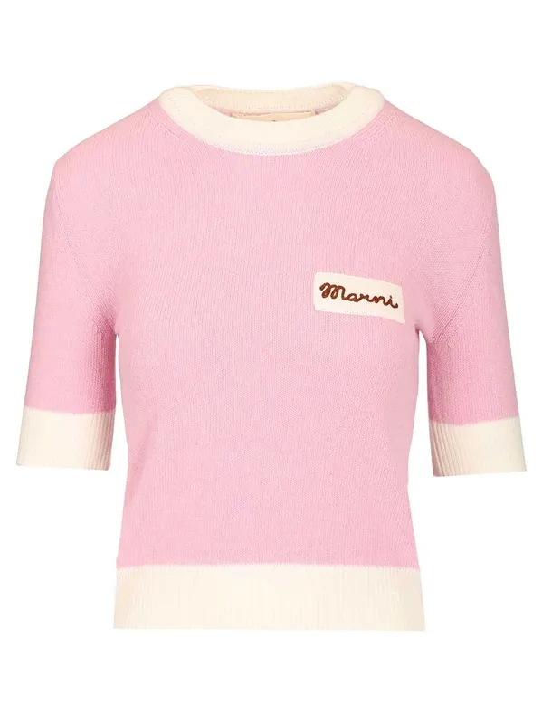 Cropped Top In Wool Blend Knitwear Rose - Marni