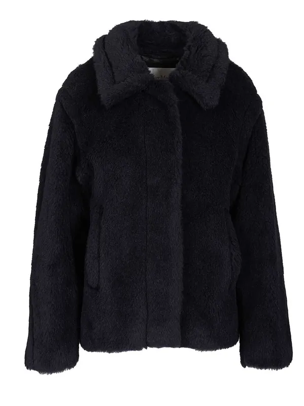 Fuggito Short Teddy Single Breast Coat Coats Blue - Max Mara