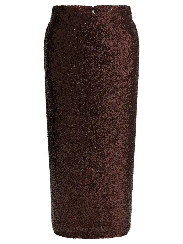 Sequined Midi Skirt Skirts Brown - Semper