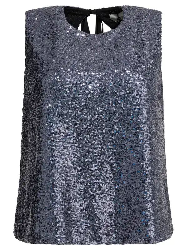 Sequined A-Line Top Tops Grey