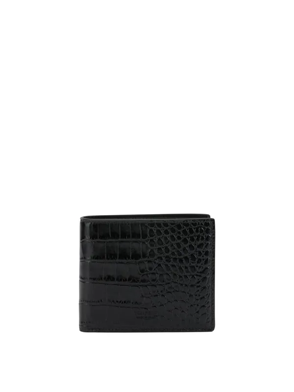 Crocodile Print Leather Wallet Wallets & Card Holders Black - Tom Ford
