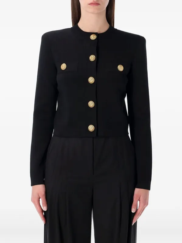 Buttoned Crewneck Cardigan - Balmain