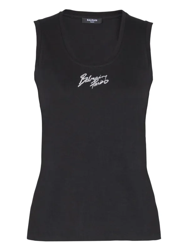 Logo Cotton Tank Top - Balmain