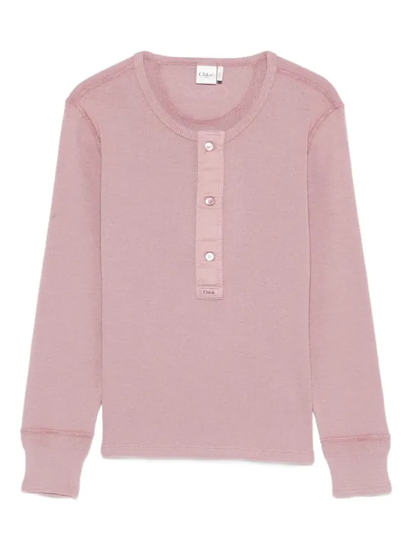 Fitted Henley Cotton Jersey Shirt - Chloé