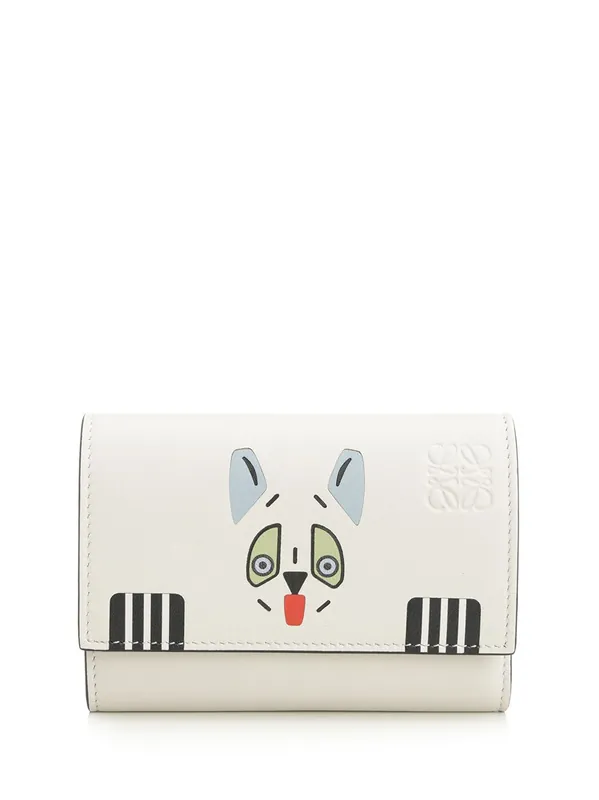 Futurist Cat Small Vertical Wallet Wallets White - Loewe