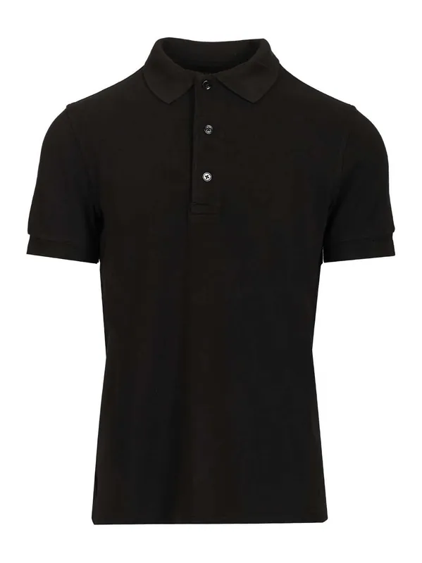 Cotton Piqué Polo Shirt Black - Tom Ford