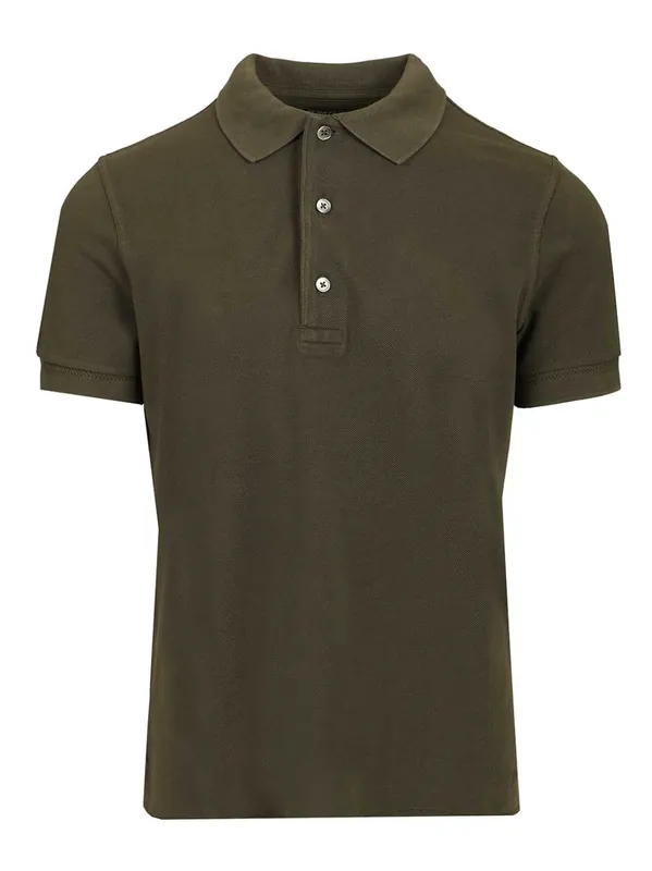 Cotton Piqué Polo Shirt Green - Tom Ford
