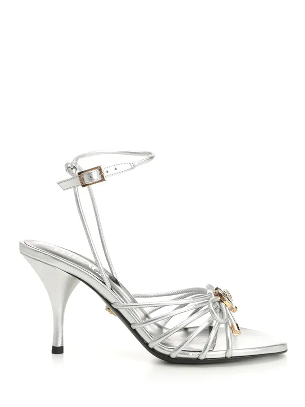 Silver Leather Sandal Sandals Silver - Versace