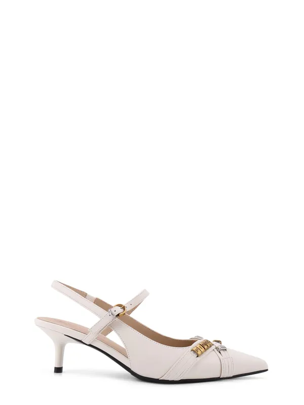 Gloria 18 Leather Pump With Metal Lettering Detail - Pinko