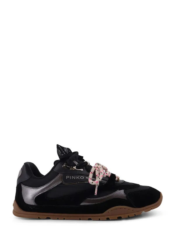 Yulia Suede Sneakers With Nylon Inserts - Pinko