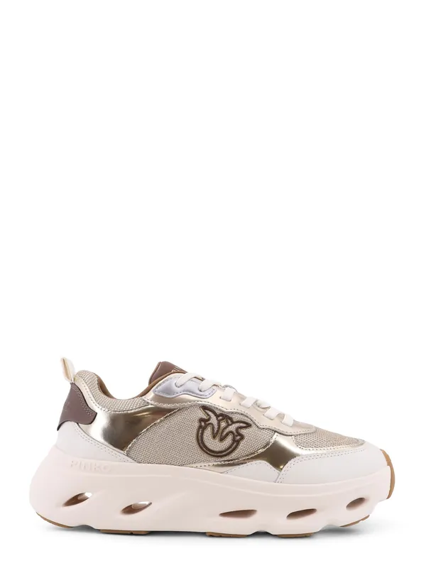 Pink Leather Sneakers With Nylon Inserts - Pinko
