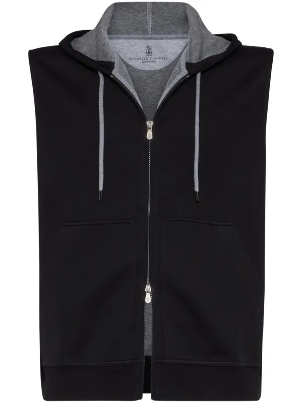 Cotton Blend Sleeveless Hooodie - Brunello Cucinelli