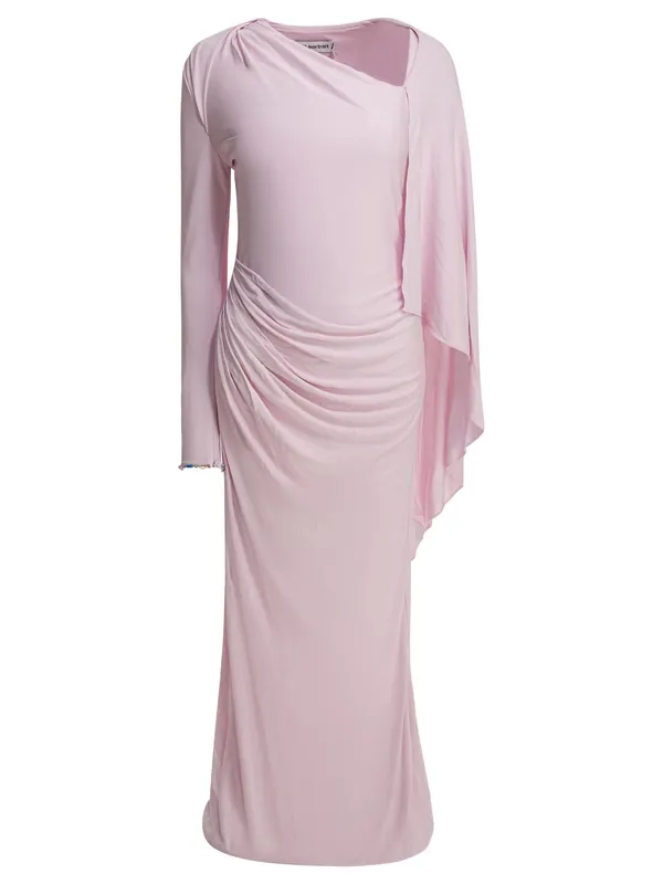 Long Draped Jersey Dress Dresses Pink - Self-Portrait