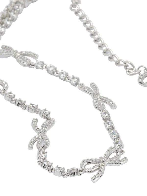 Necklace With Bows And Crystals Jewels Silver - Self-Portrait