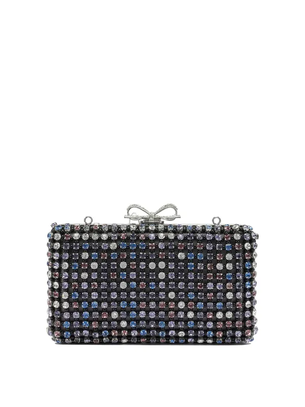 Multi-Crystal Knit Clutch Bag Clutches Black