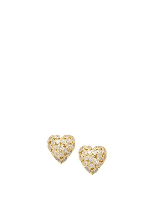 Decorated Heart Earrings Jewels Gold - Self-Portrait