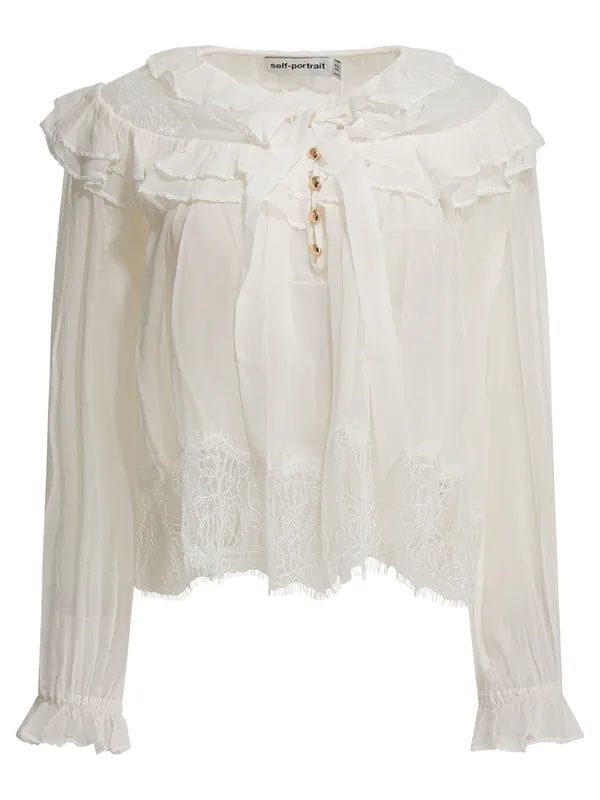 Lace Blouse Shirts White - Self-Portrait