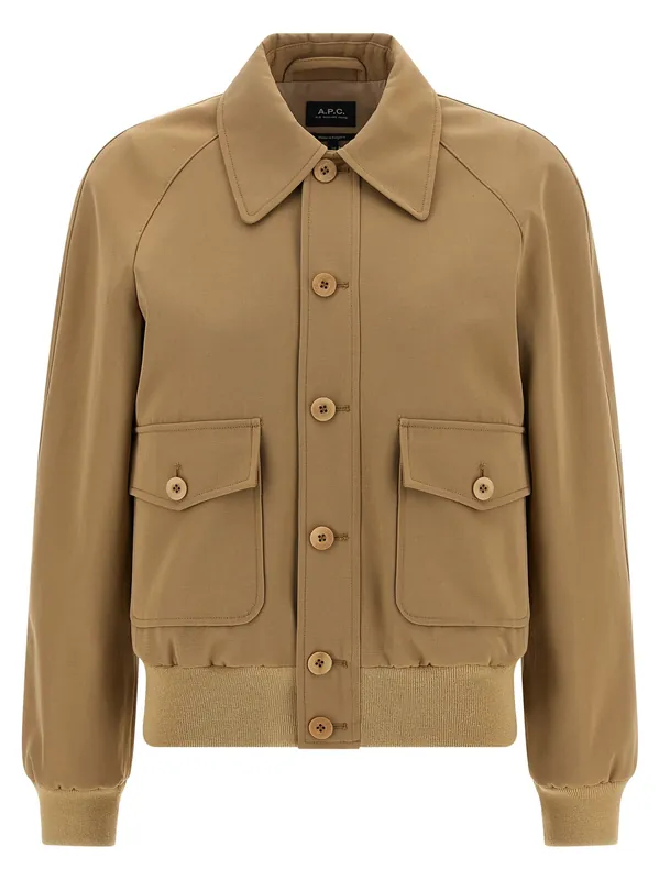 Cotton And Wool Jacket Puffer Jackets Beige - A.P.C.