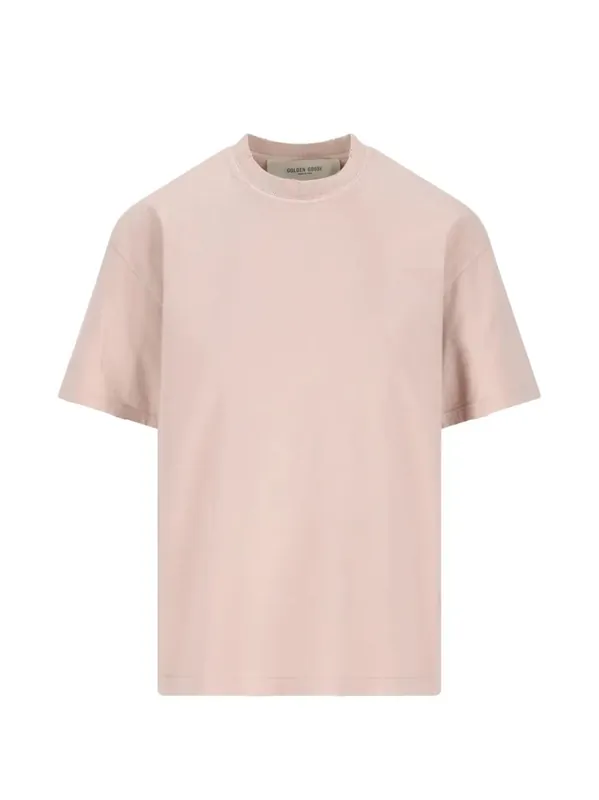 Aged-Effect Cotton T-Shirt With Reverse Logo On The Back