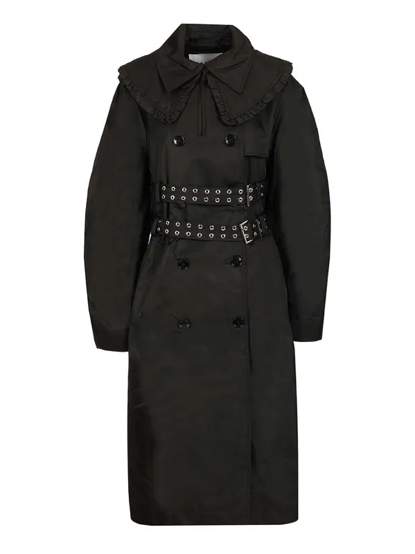 Duchesse Nylon Trenchcoat Coats Black - Ganni