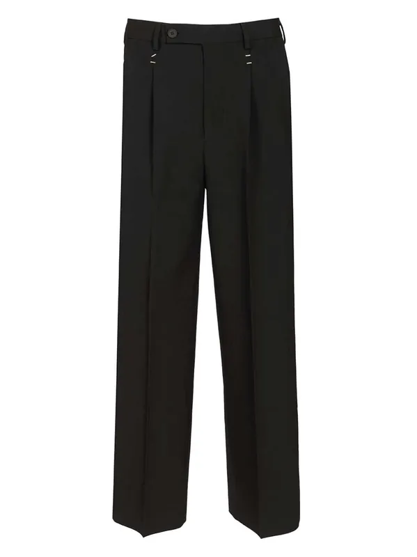 Wool With Staples Trousers Black - MM6 Maison Margiela