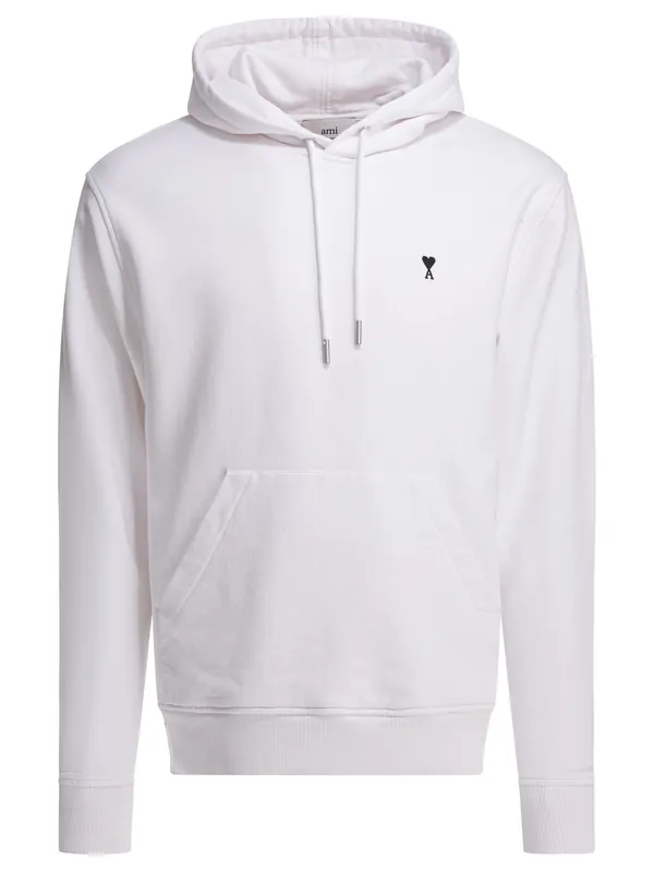 Hoodie With Logo Sweatshirts White - Ami Paris