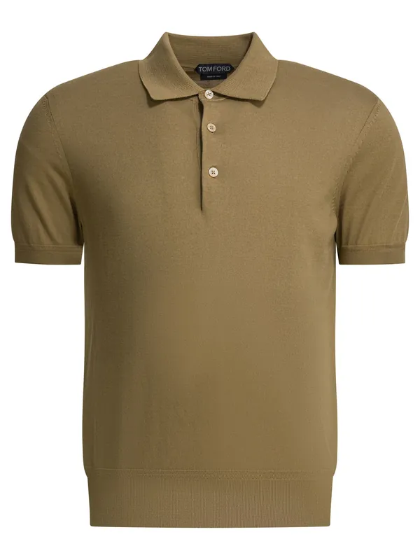 Cotton Knit Polo Shirt Polo Shirts Beige - Tom Ford