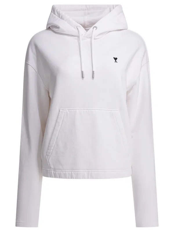 Cotton Hoodie Sweatshirts White - Ami Paris