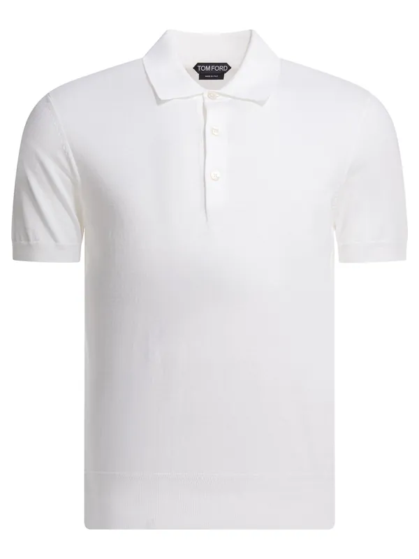 Cotton Knit Polo Shirt Polo Shirts White - Tom Ford