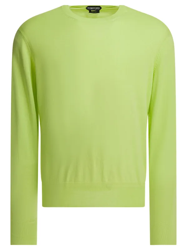 Cotton Crewneck Sweater Knitwear Green - Tom Ford
