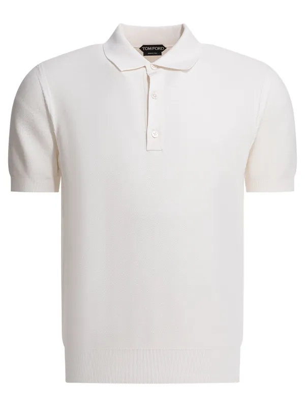 Silk And Cotton Pique Polo Shirt Polo Shirts White - Tom Ford