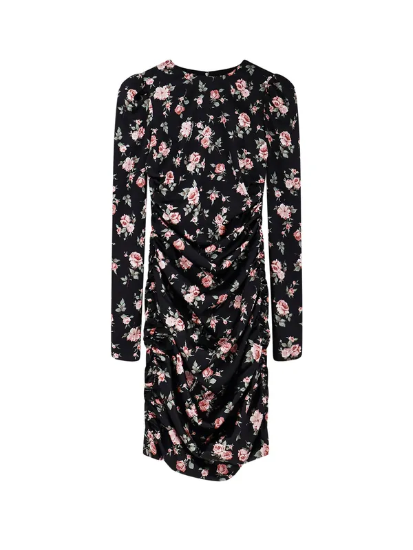 Stretch Silk Mini Dress With Iconic Print - Dolce & Gabbana