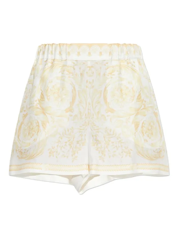 Barocco Print Silk Shorts - Versace