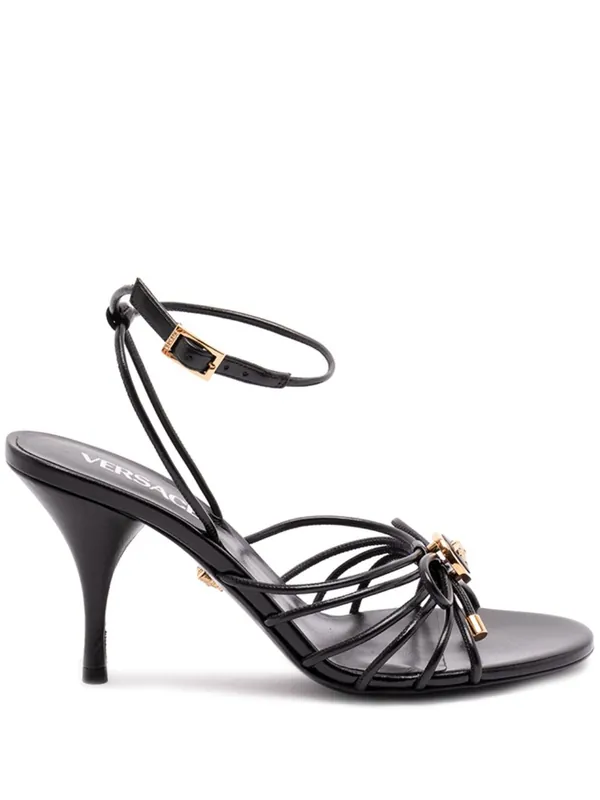 Opera Bow Leather Heel Sandals - Versace