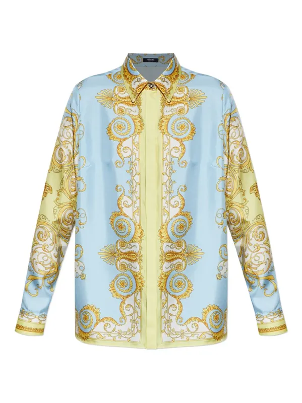 Barocco Print Silk Shirt - Versace