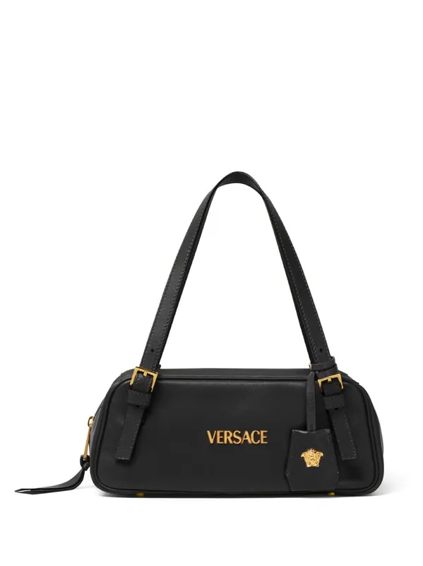 Versace Tag Leather Bowling Bag