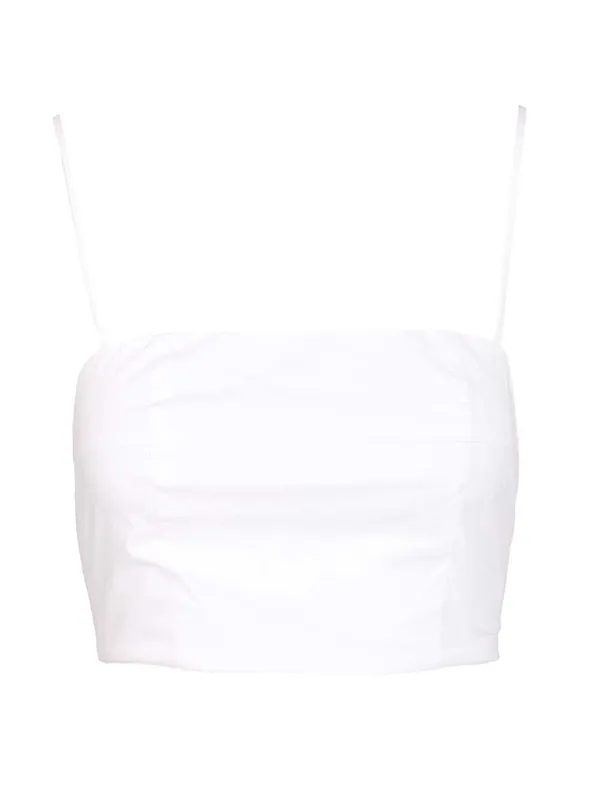 Federico Short Tank Top In Cotton Poplin Tops White - Staud