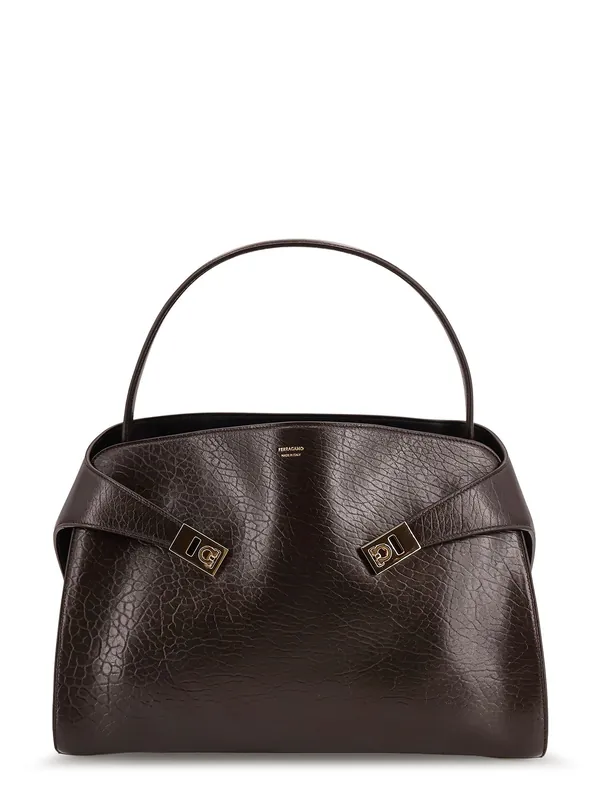 Hug Leather Shoulder Bag With Logo On The Front - Ferragamo