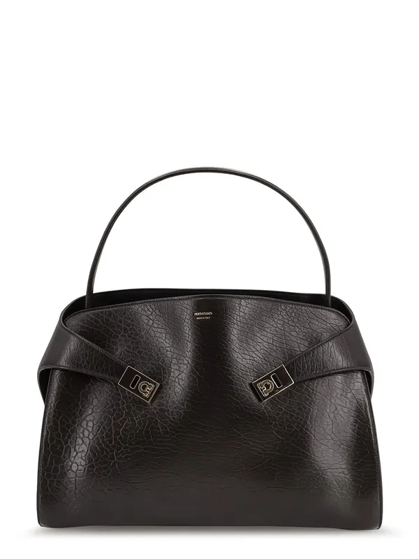 Hug Leather Shoulder Bag With Logo On The Front - Ferragamo