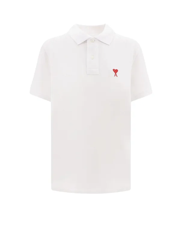 Cotton Polo Shirt With Iconic Embroidery - Ami Paris
