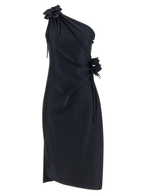 Asymmetric Mini Flower Dresses Black - Coperni