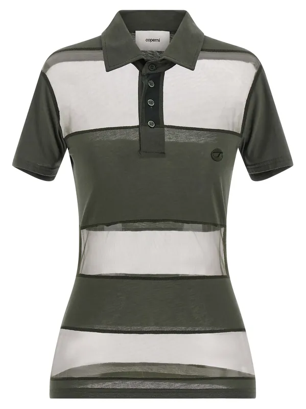 Sheer Striped Polo Green - Coperni