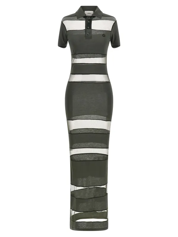 Striped Sheer Polo Dresses Green - Coperni