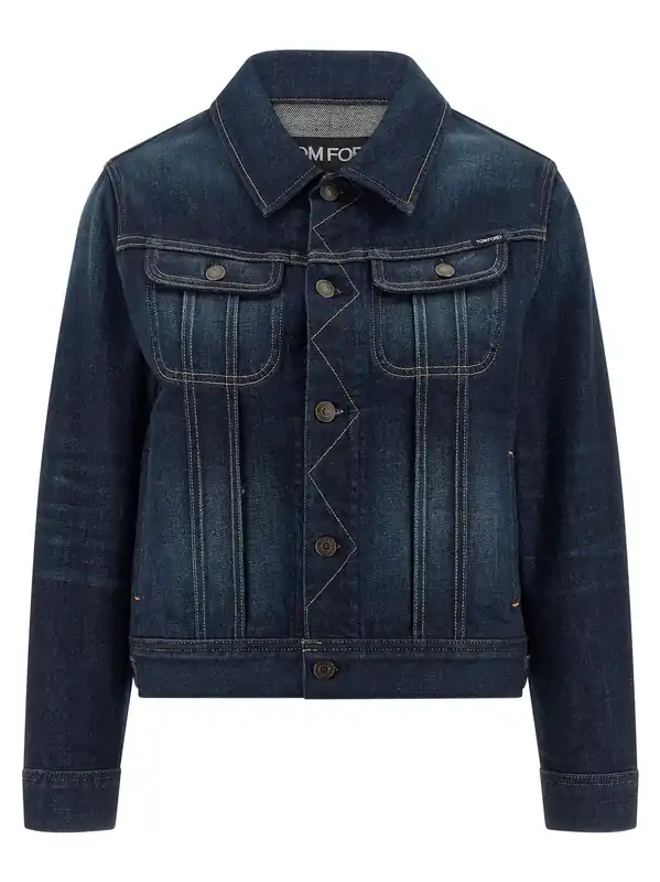 Japanese Denim Jacket Puffer Jackets Blue - Tom Ford