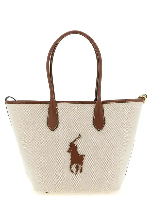 Medium Canvas Shopping Bag Tote Bag Brown - Polo Ralph Lauren
