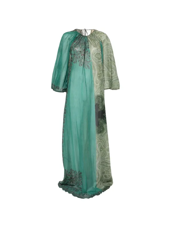 Silk And Cotton Blend Long Dress - Pierre Louis Mascia